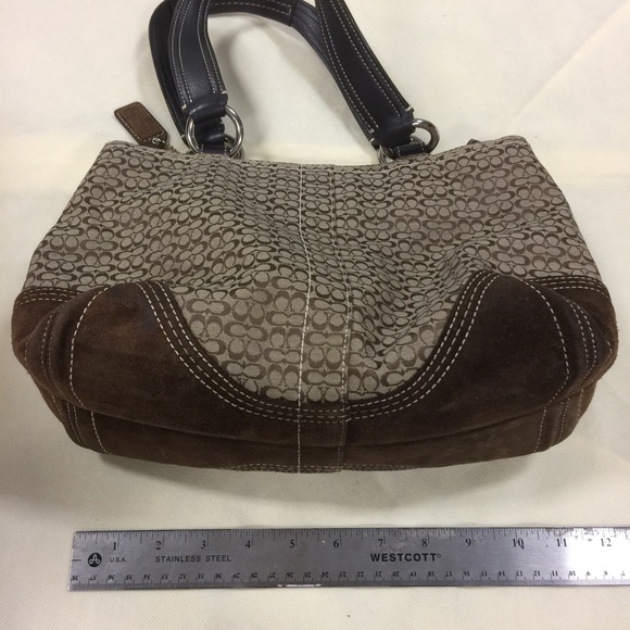 Vintage two tone brown coach handbag - Picture 2 of 8